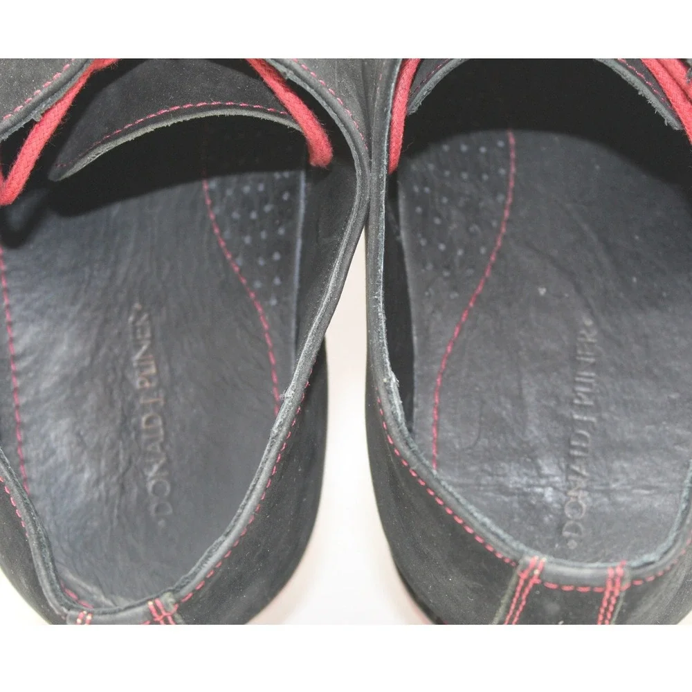Donald J Pliner Mens Black Suede Red Contrast Cap Toe‎ Oxford Shoes Size 10